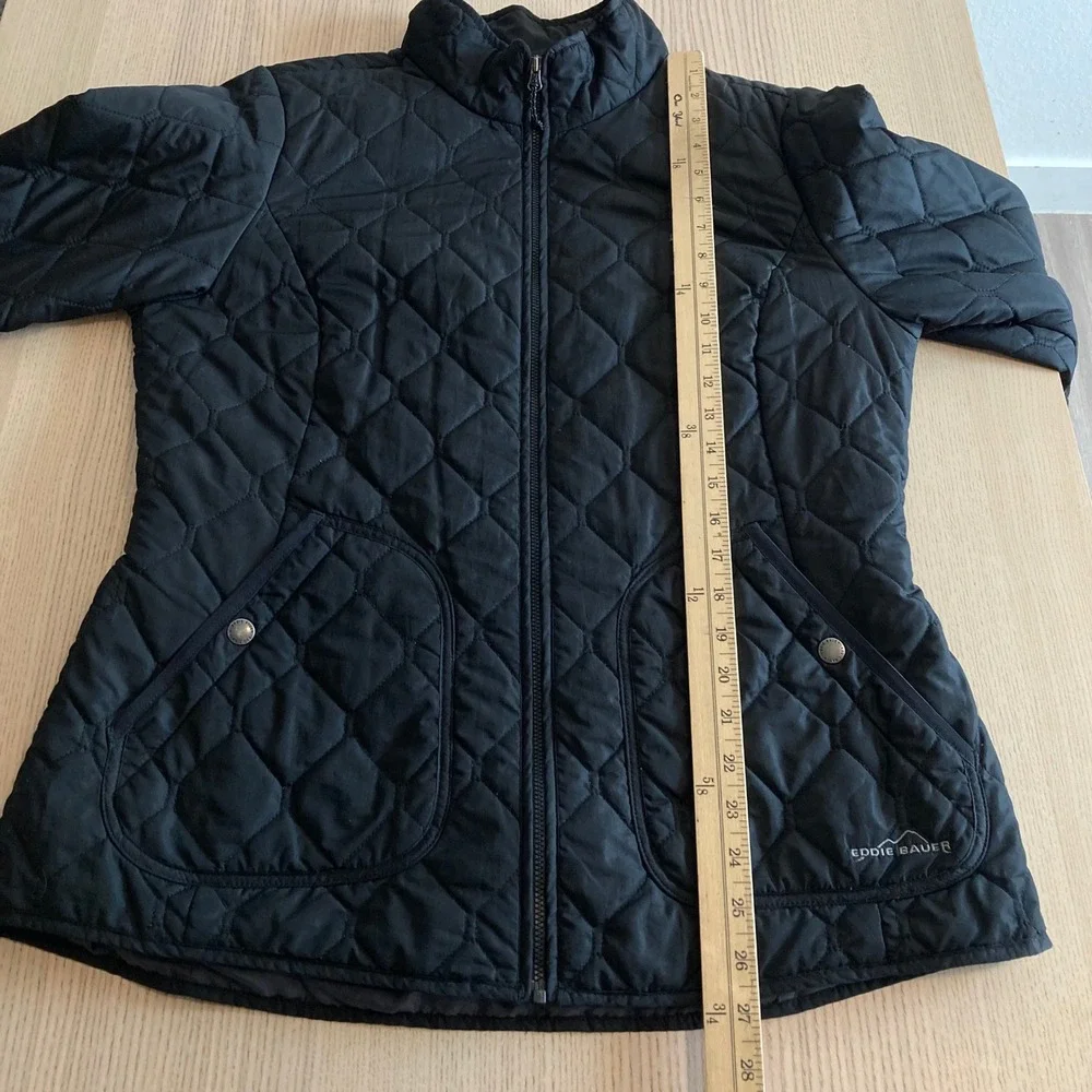 Eddie Bauer Jacket Womens L Black Quilted Puffer Full Zip Mock Neck Lightweight - Picture 7 of 14